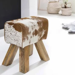 Ziegenfell Hocker Metallo