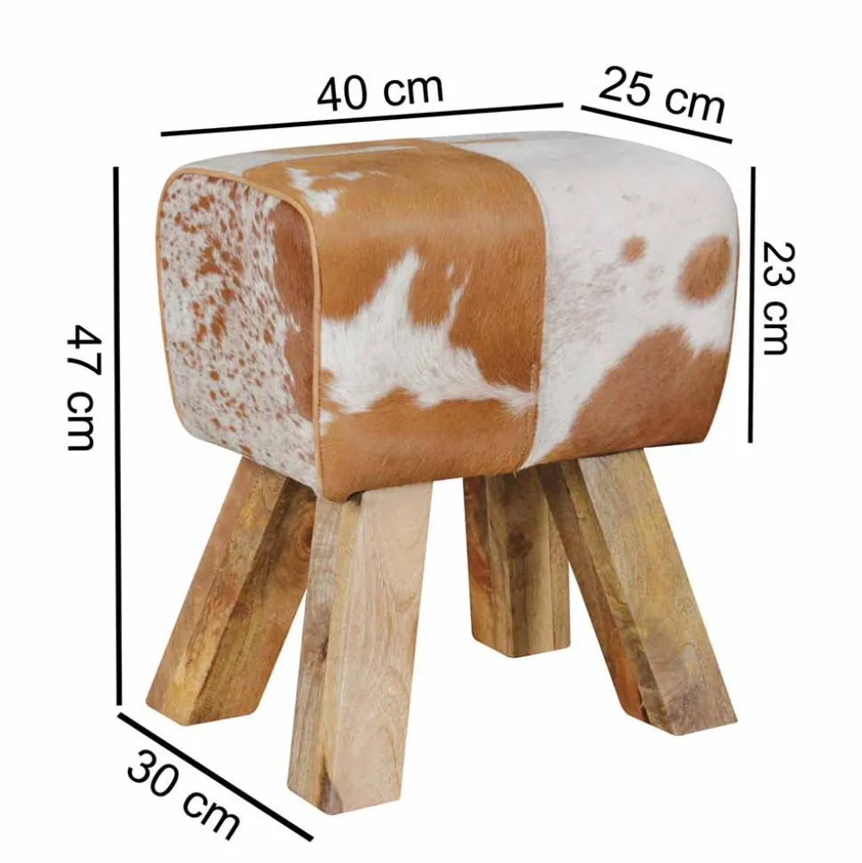 Ziegenfell Hocker Metallo